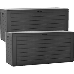 Prosperplast Tuin kussen opbergbox - 2x - 280 liter - kunststof - Kussenboxen