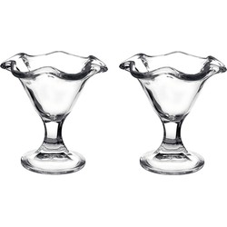 Set 2x stuks ijs/sorbet coupes op voet - glas - 240 ml - IJscoupe - IJscoupes