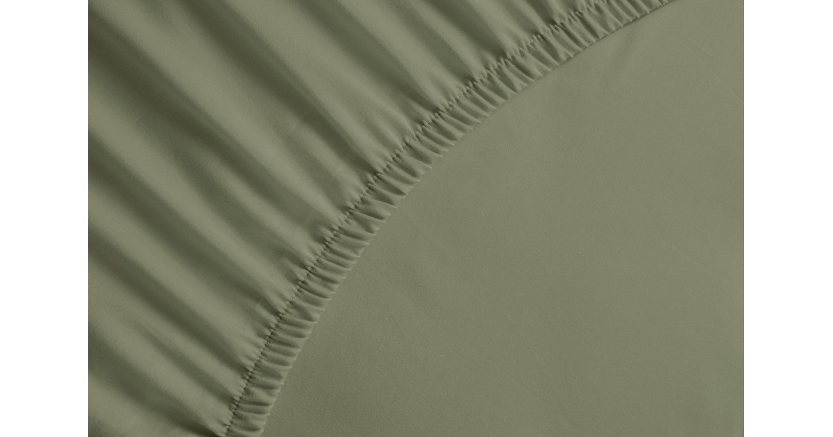 Yellow percale katoen hoeslaken groen - lits-jumeaux (160x200) - natuurlijk materiaal - slijtvast en duurzaam