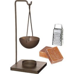 Ideas4seasons Amberblokjes/geurblokjes cadeauset - amber geur - inclusief geurbrander en mini rasp - Geurbranders