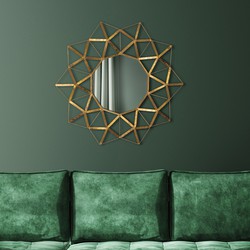 WOMO-DESIGN Decoratieve wandspiegel goud, Ø 75 cm, gemaakt van glas met metalen lijst