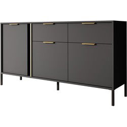 Meubella - Dressoir Loren - Antraciet - 153 cm - 2 lades