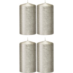 4x Kaarsen zilver 7 x 13 cm 25 branduren sfeerKaarsen - Stompkaarsen