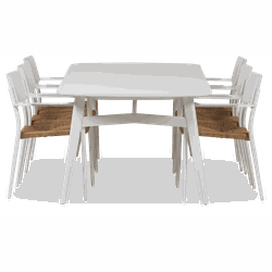 Lanterfant® Eettafel en stoelen - Olivier en Julien - Aluminium - Wit