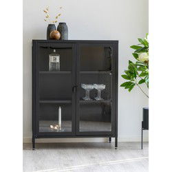 Vitrinekast Metaal Zwart - 40x80x101,5cm - Kast Brisbane