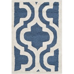 Safavieh Trellis Indoor handgetuft vloerkleed, Cambridge collectie, CAM132, in Navy & Ivoor, 61 X 91 cm