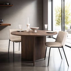 Ronde Eettafel Mae, 120cm, kleur bruin notenhout