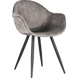 LABEL51 Eetkamerstoel Forli - Grijs - Fluweel - Black Frame
