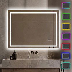 Lumoire Badkamerspiegel met RGB Verlichting - Matrix - 80CM Rechthoekig - Anti Condens Verwarming