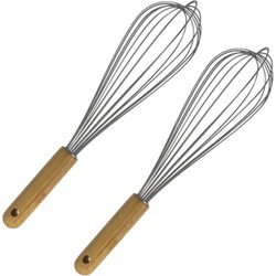 2x stuks gardes/kloppers RVS met bamboe handvat 30 cm - Keuken gardes