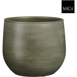 Mica Decorations Bloempot Sevilla - 24x24x21 cm - Terracotta - Donker Groen
