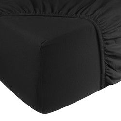 DoubleDry Hoeslaken Jersey 100% Katoen - Tweepersoons 180x200 cm - Zacht & Huidvriendelijk - Rondom Elastiek - Zwart