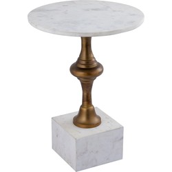 PTMD Alano White Marble side table w alu gold table leg
