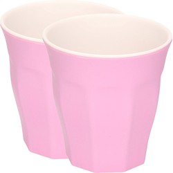 10x stuks onbreekbare kunststof/melamine roze drinkbeker 9 x 8.7 cm voor outdoor/camping - Drinkbekers