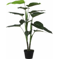 Groene Philodendron kunstplanten 100 cm met zwarte pot - Kunstplanten