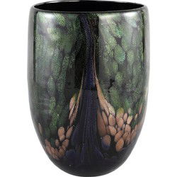 PTMD Mixter Rond Windlicht - H20 x Ø14 cm - Glas - Groen