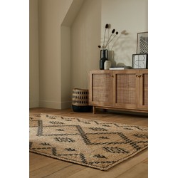 Rowen Patterned vloerkleed - Laagpolig - Jute Modern - Naturel / Beige / Zwart - 200 X 290 CM