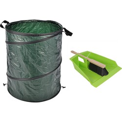 Groot stoffer/blik groen 43 cm met tuinafvalzak 130L voor tuinafval/bladeren - Stoffer en blik