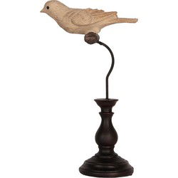 Clayre & Eef Decoratie Beeld Vogel 12x7x21 cm Beige Kunststof