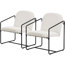 Set van 2 fauteuils Beige met zwart stalen frame Relax fauteuil met armleuning & rugleuning ML design