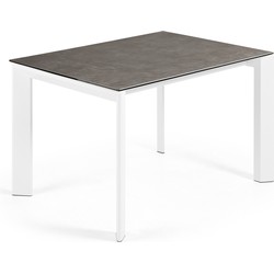 Kave Home - Axis uitschuifbare keramische tafel met wit stalen poten 120 (180) cm