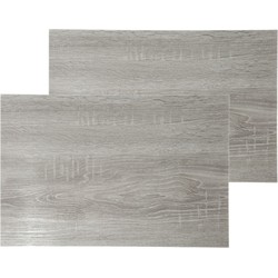 Set van 6x stuks placemats hout print grijs PVC 45 x 30 cm - Placemats