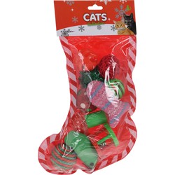 Kerstsok cadeau met speelgoed voor katten/poezen - Kerstsokken