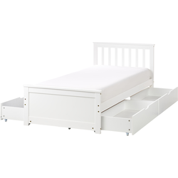 OLENDON - Bed met 4 lades - Wit - 90 x 200 cm - Dennenhout