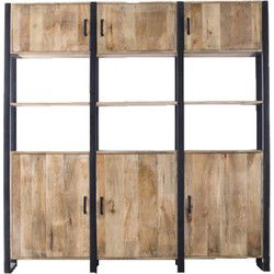 Wandkast Hout - 38x210x200cm - 6-Deurs - Kast Keano