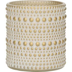 Countryfield theelichthouder/kaarsenhouder - creme/goud - H8 cm - Waxinelichtjeshouders