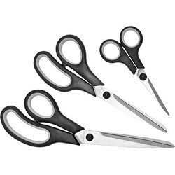 Scharen - 3x set - 3-dlg - zwart - verschillende maten - RVS - scharenset - Keukenscharen