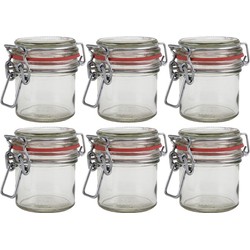 6x Glazen confituren mini pot/weckpot 100 ml met beugelsluiting en rubberen ring - Weckpotten