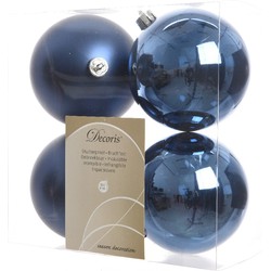 3 stuks - Kerstbal plastic glans-mat diameter 10cm nacht blauw