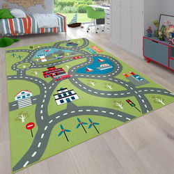 Kindervloerkleed - Binola - Stad - Groen - 200x290 cm