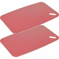 Excellent Houseware Snijplank - 2x - zalm roze - Kunststof - 35 x 24 cm - Snijplanken