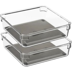 Set van 2x stuks bestekbakken/keuken organizers 1-vaks Tidy Smart grijs transparant kunststof 16 x 1 - Bestekbakken