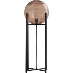 PTMD Korrin Brown embossed rib glass floor lamp ball