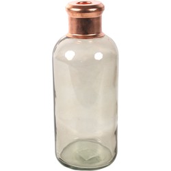 Countryfield Bloemenvaas Firm Bottle - transparant beige/koper - glas - D11 x H27 cm - Vazen