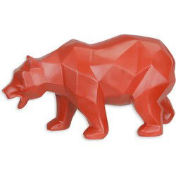 A RESIN POLYGONAL FIGURINE OF A BEAR, RED