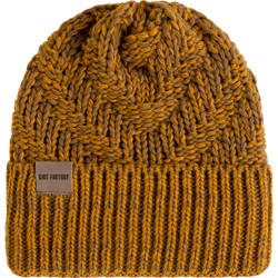 Knit Factory Sally Gebreide Muts Heren & Dames - Big Beanie - Oker/Tobacco - One Size - Grof gebreid