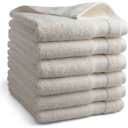 DoubleDry Hotel Handdoeken 50 x 100 cm – Set van 6 – 100% Katoen 500 g/m2 – Zacht & Absorberend - Nature Crème
