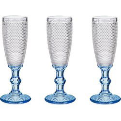Vivalto Champagneglazen Monaco serie - 6x blauwe voet 180 ml - Champagneglazen