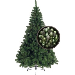 Bellatio Decorations kunst kerstboom 240 cm met kerstballen salie groen - Kunstkerstboom