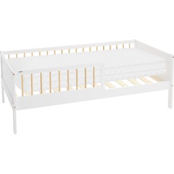 Kinderbed 80x160 cm met matras, lattenbodem en veiligheidskanten in wit/naturel ML design