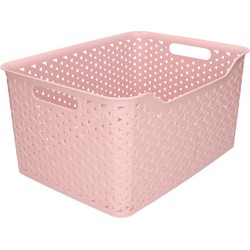 Plasticforte opbergmand/kastmandje - 18 liter - roze - kunststof - 29 x 39 x 19 cm - Opbergmanden