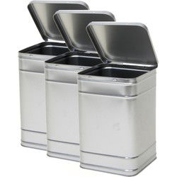 Vierkant opbergblik/bewaarblik - 5x - zilver - 16 x 25 cm - Voorraadblikken - Voorraadblikken