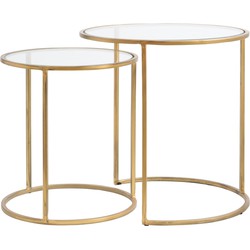 Light&living Bijzettafel S/2 Ø40x45+Ø50x52 cm DUARTE glas-goud