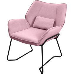 Woonkamer fauteuil loungestoel roze met rugkussen tot 120 kilogram Polyester hoes in linnenlook ML design
