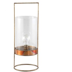 PTMD Amber Tafellamp - LED - 17 x 17 x 46 cm - Metaal/Glas - messing