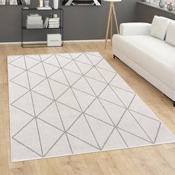 Laagpolig Vloerkleed Modilia - Geo - Wit - 80x150 cm